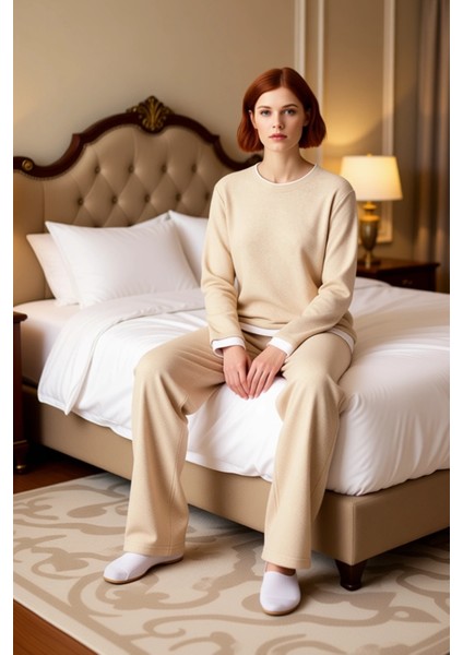 Kadın Melanj Yumuşak Ev Giyim Takımı Bisiklet Yaka Uzun Kollu Fonksiyonel Dayanıklı Modern modelleri