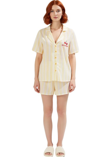 Kadın Nakışlı Viskon Çizgili Pijama Takımı Renk Fonksiyonel Dayanıklı Kaliteli Konforlu Şık modelleri