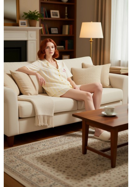 Kadın Nakışlı Viskon Çizgili Pijama Takımı Renk Fonksiyonel Dayanıklı Kaliteli Konforlu Şık indirimleri