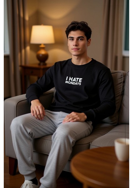 Erkek Slogan Baskılı Regular Fit Uzun Kollu Pijama Takımı Fonksiyonel Dayanıklı Kaliteli Şık