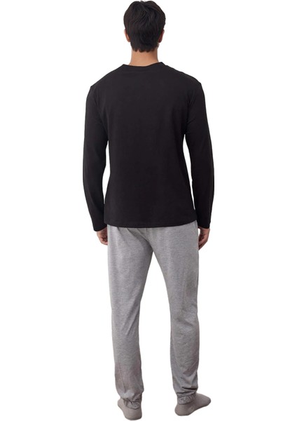 Erkek Slogan Baskılı Regular Fit Uzun Kollu Pijama Takımı Fonksiyonel Dayanıklı Kaliteli Şık indirimleri