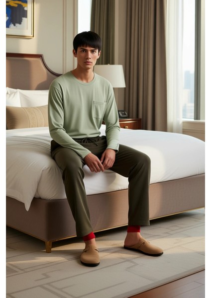 Erkek Bisiklet Yaka Cep Detaylı Pijama Takımı Fonksiyonel Dayanıklı Kaliteli Konforlu Spor modelleri