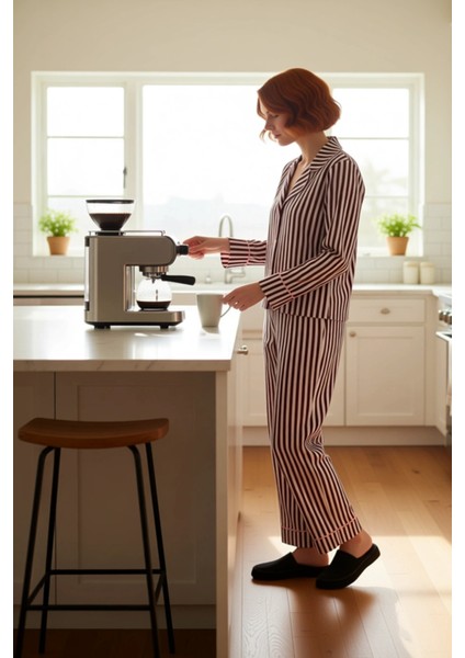Kadın Çizgili Gömlek Pijama Takımı Fonksiyonel Dayanıklı Kaliteli Konforlu Estetik Premium fiyatları