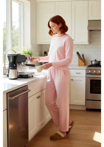 Kadın Kalpli Bisiklet Yaka Düşük Kol Pijama Takımı Fonksiyonel Dayanıklı Kaliteli Konforlu fiyatları