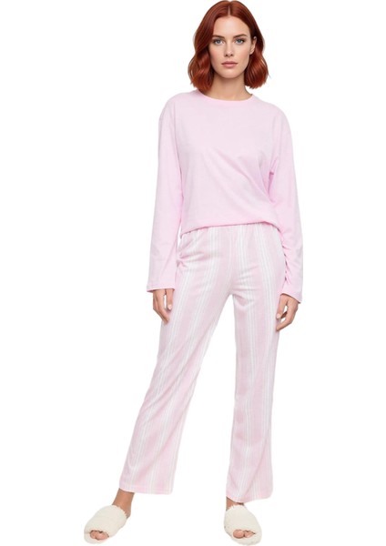 Kadın Antrasit Çizgili Pamuklu Pijama Takımı Fonksiyonel Dayanıklı Kaliteli Konforlu Rahat fırsatları