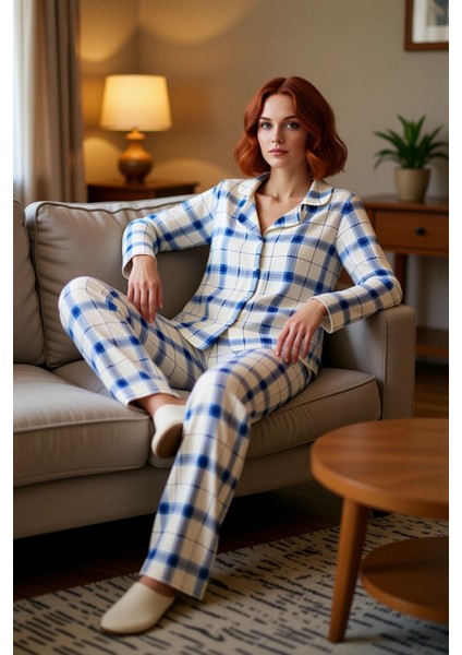 Kadın Ekoseli Viskon Pijama Takımı Fonksiyonel Dayanıklı Kaliteli Konforlu Estetik Premium