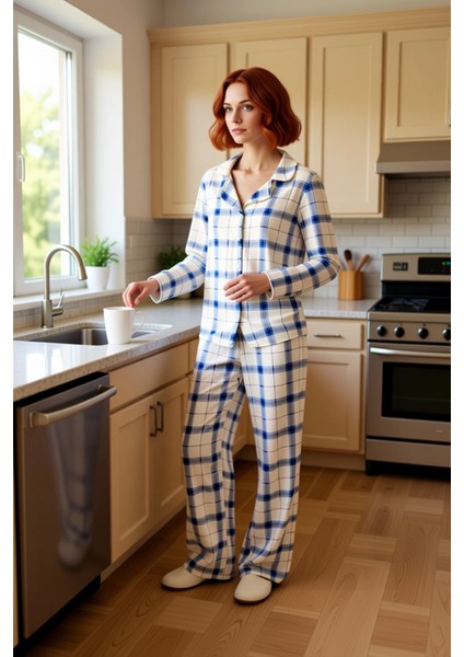 Kadın Ekoseli Viskon Pijama Takımı Fonksiyonel Dayanıklı Kaliteli Konforlu Estetik Premium fiyatları