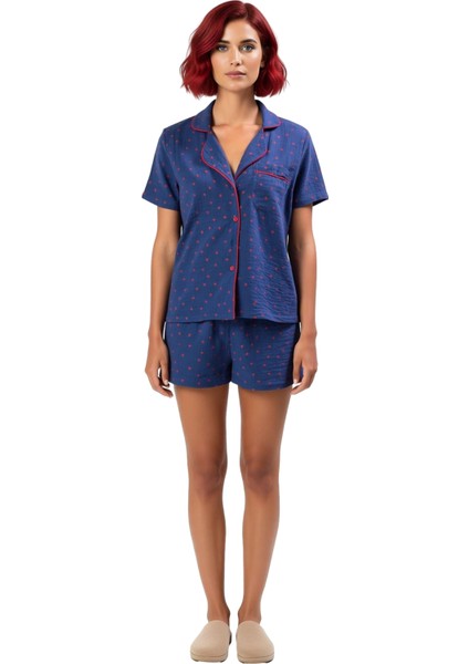 Kadın Gömlek Yaka Kalpli Müslin Pijama Takımı Yazlık Fonksiyonel Dayanıklı Kaliteli Modern fiyatları