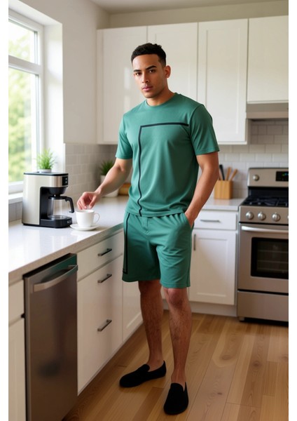 Erkek Bisiklet Yaka Baskılı Ev Giyim Takımı Fonksiyonel Dayanıklı Kaliteli Konforlu Modern fiyatları