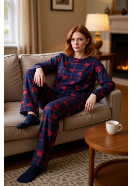 Kadin Kalp Desenli Ev Giyim Takımı Fonksiyonel Dayanıklı Kaliteli Konforlu Estetik Premium