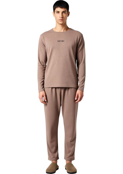 Erkek Slogan Baskılı Antrasit Örme Pijama Takımı Fonksiyonel Dayanıklı Kaliteli Konforlu Şık fiyatları