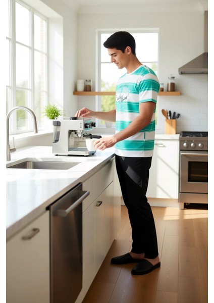 Erkek Çizgili Bisiklet Yaka Kısa Kollu Pijama Takımı Fonksiyonel Dayanıklı Kaliteli Modern fiyatları