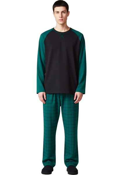 Erkek Bisiklet Yaka Kareli Pijama Takımı Uzun Kollu Fonksiyonel Dayanıklı Kaliteli Estetik fırsatları