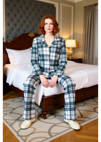Kadın Ekose Desenli Gömlek Yaka Pijama Takımı Fonksiyonel Dayanıklı Kaliteli Konforlu Spor modelleri