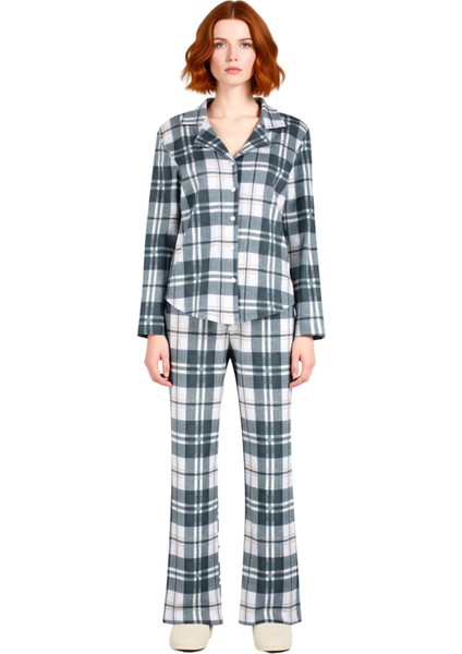 Kadın Ekose Desenli Gömlek Yaka Pijama Takımı Fonksiyonel Dayanıklı Kaliteli Konforlu Spor fırsatları