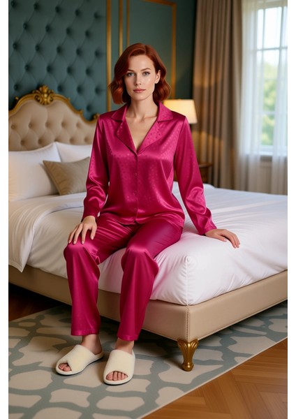 Kadın Zebra Desenli Saten Gömlek ve Pantolon Pijama Takımı Fonksiyonel Dayanıklı Kaliteli Şık modelleri