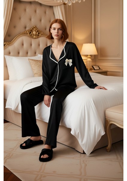 Kadın Viskoz Dokuma Gömlek ve Pantolon Pijama Takımı Fonksiyonel Dayanıklı Kaliteli Modern modelleri