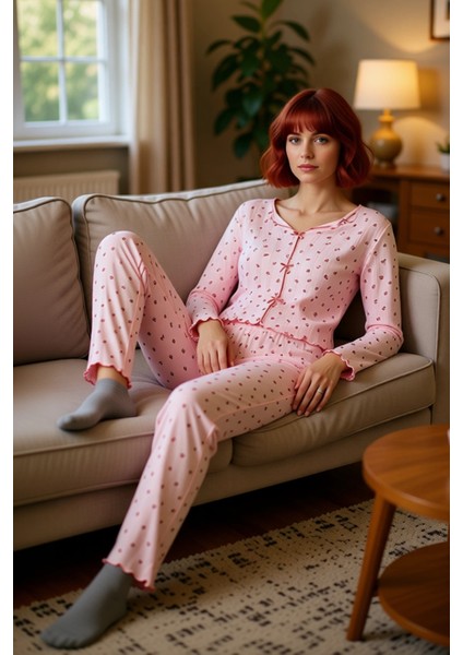 Kadın Çiçekli Fitilli Pijama Takımı Fonksiyonel Dayanıklı Kaliteli Konforlu Estetik Modern