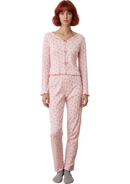 Kadın Çiçekli Fitilli Pijama Takımı Fonksiyonel Dayanıklı Kaliteli Konforlu Estetik Modern fırsatları