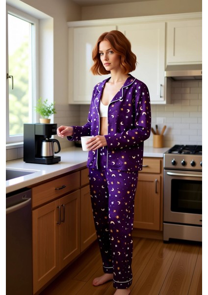 Kadin Galaksi Desenli Viskon Pijama Takımı Fonksiyonel Dayanıklı Kaliteli Konforlu Estetik fiyatları