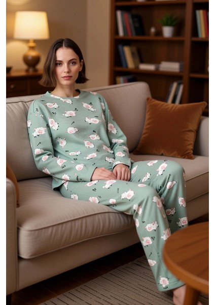 Kadın Ekose Desenli Bisiklet Yaka Pijama Takımı Fonksiyonel Dayanıklı Kaliteli Konforlu Şık