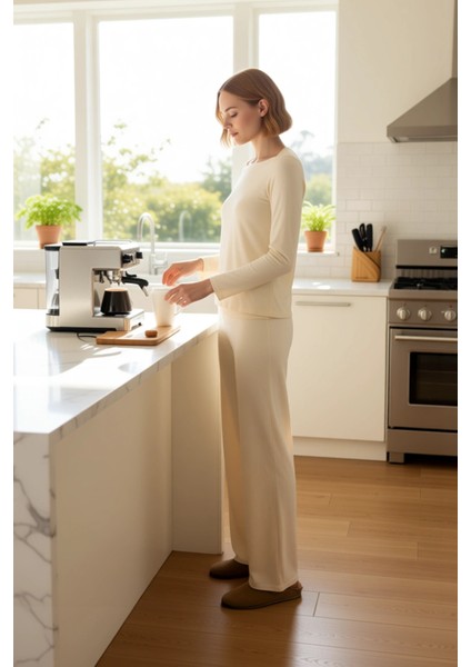 Kadın Mürdüm Viskon Süprem Kayık Yaka Uzun Kollu Pijama Takımı Fonksiyonel Dayanıklı Rahat fiyatları