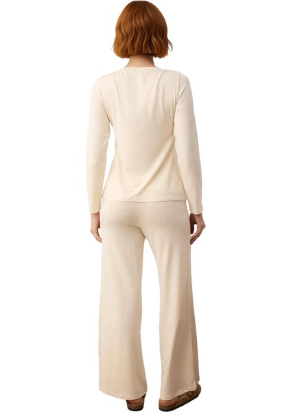 Kadın Mürdüm Viskon Süprem Kayık Yaka Uzun Kollu Pijama Takımı Fonksiyonel Dayanıklı Rahat indirimleri