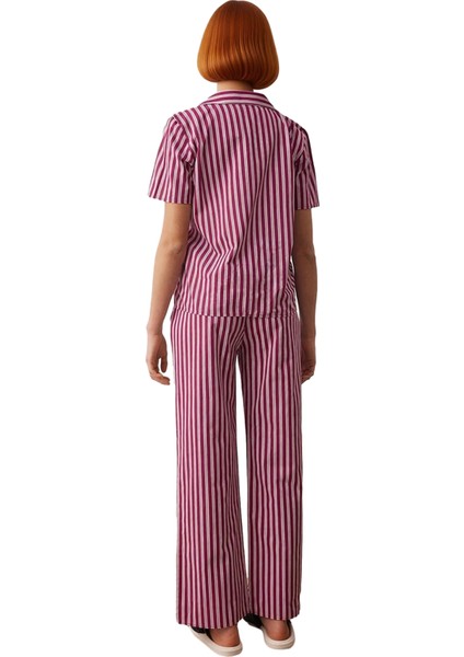 Kadın Çizgili Poplin Pijama Takımı Gömlek Pantolon Fonksiyonel Dayanıklı Kaliteli Konforlu indirimleri