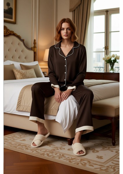 Kadın Viskon Gömlek ve Boru Paça Pijama Takımı Fonksiyonel Dayanıklı Kaliteli Konforlu Şık modelleri
