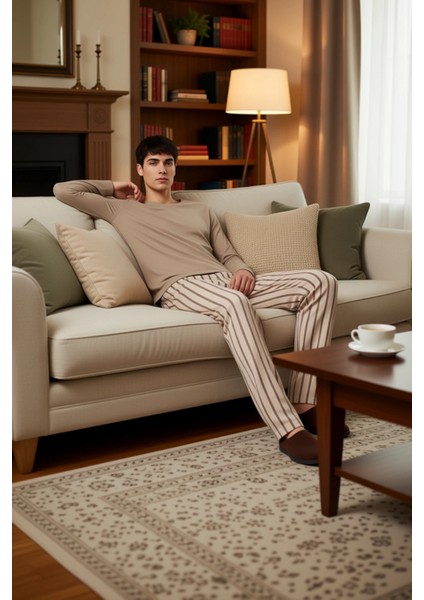 Erkek Waffle Dokulu Çizgili Pijama Takımı Fonksiyonel Dayanıklı Kaliteli Konforlu Estetik Şık fırsatları