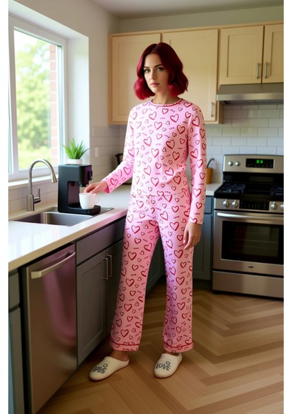 Kadın Kalpli Biyeli Pijama Takımı Fonksiyonel Dayanıklı Kaliteli Konforlu Estetik Premium Şık fiyatları