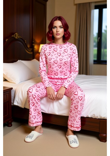 Kadın Kalpli Biyeli Pijama Takımı Fonksiyonel Dayanıklı Kaliteli Konforlu Estetik Premium Şık modelleri