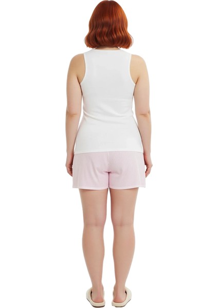 Kadın Çizgili Atlet Şort Pijama Takımı Fonksiyonel Dayanıklı Kaliteli Konforlu Estetik Şık indirimleri