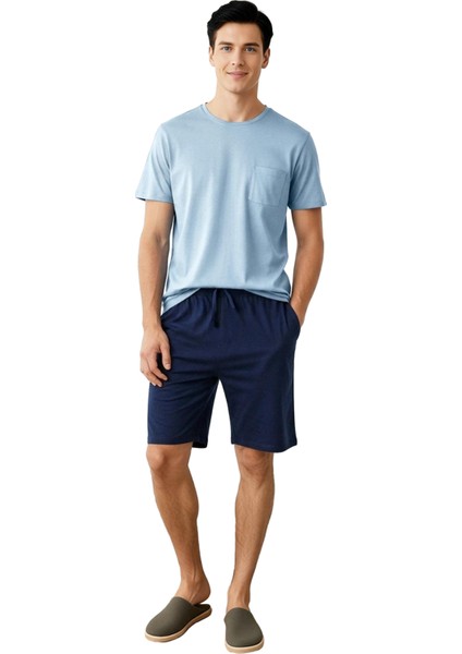 Erkek Bisiklet Yaka Kısa Kollu Pijama Takımı Fonksiyonel Dayanıklı Kaliteli Konforlu Rahat fırsatları