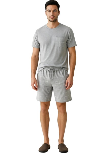 Erkek Grimelanj Ekose Örme Pijama Takımı Bisiklet Yaka Kısa Kollu Fonksiyonel Dayanıklı Şık fırsatları