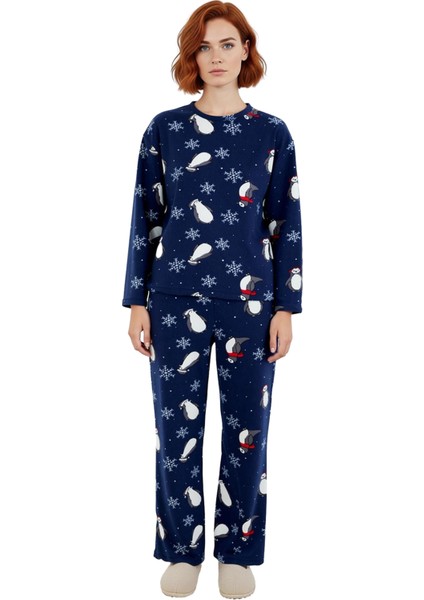 Kadın Penguen Desenli Polar Pijama Takımı Kışlık Ev Giyimi Fonksiyonel Dayanıklı Kaliteli Şık fırsatları
