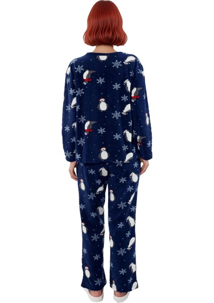 Kadın Penguen Desenli Polar Pijama Takımı Kışlık Ev Giyimi Fonksiyonel Dayanıklı Kaliteli Şık indirimleri
