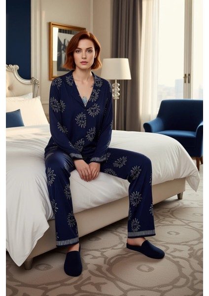 Kadın Galaksi Baskılı Gömlek ve Pantolon Pijama Takımı Fonksiyonel Dayanıklı Kaliteli Spor modelleri