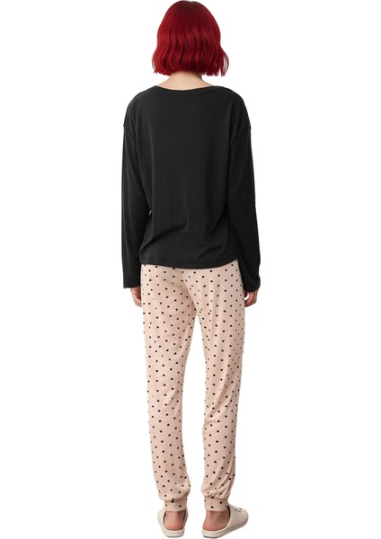 Kadın Kalpli Yumuşak Tuşe Örme Pijama Takımı Fonksiyonel Dayanıklı Kaliteli Konforlu Rahat indirimleri