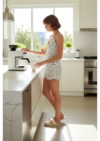 Kadın Kalp Desenli Ince Askılı V Yaka Pijama Takımı Fonksiyonel Dayanıklı Kaliteli Estetik fiyatları