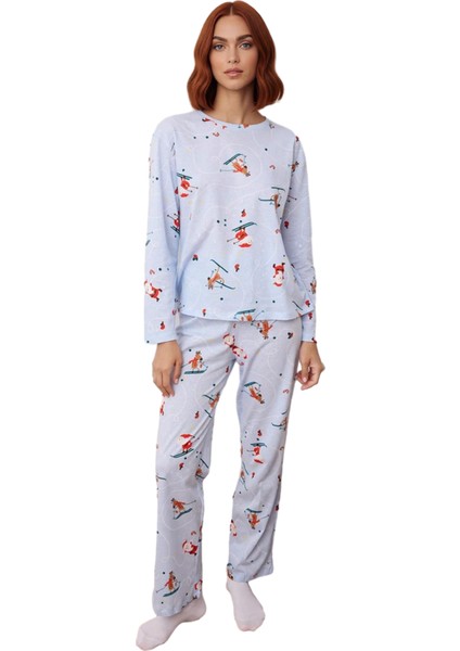Kadın Kayakçı Desenli Pijama Takımı Fonksiyonel Dayanıklı Kaliteli Konforlu Estetik Modern fırsatları