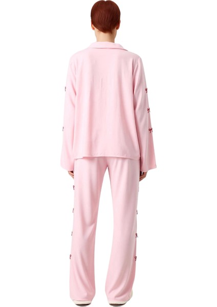 Kadın Kurdele Nakışlı Gömlek Pantolon Pijama Takımı Fonksiyonel Dayanıklı Kaliteli Estetik indirimleri