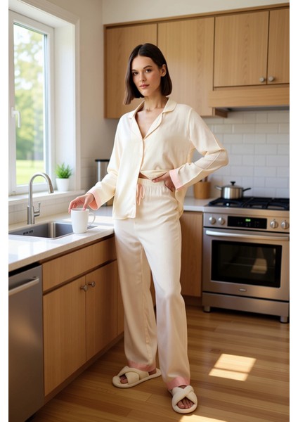 Kadın Viskon Pijama Takımı Gömlek ve Pantolon Fonksiyonel Dayanıklı Kaliteli Konforlu Spor