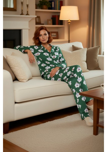 Kadın Ayıcık Desenli Gömlek ve Boru Paça Pijama Takımı Fonksiyonel Dayanıklı Kaliteli Spor