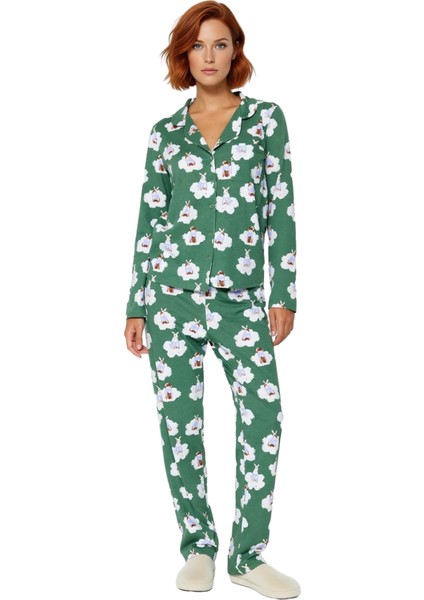 Kadın Ayıcık Desenli Gömlek ve Boru Paça Pijama Takımı Fonksiyonel Dayanıklı Kaliteli Spor fırsatları