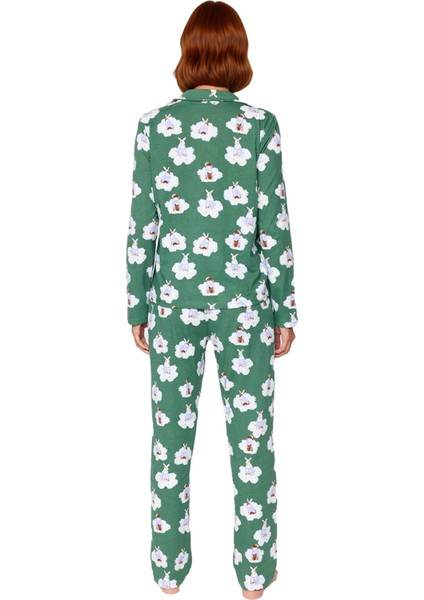 Kadın Ayıcık Desenli Gömlek ve Boru Paça Pijama Takımı Fonksiyonel Dayanıklı Kaliteli Spor indirimleri