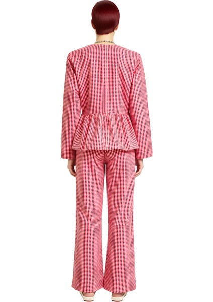 Kadin Kirmizi Kareli Pijama Gömlek Pantolon Takımı Fonksiyonel Dayanıklı Kaliteli Konforlu modelleri