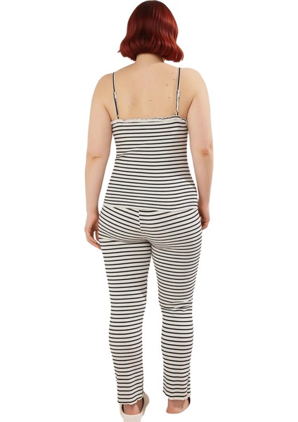 Kadın Çizgili V Yaka Kaşkorse Pijama Takımı Fonksiyonel Dayanıklı Kaliteli Konforlu Modern indirimleri