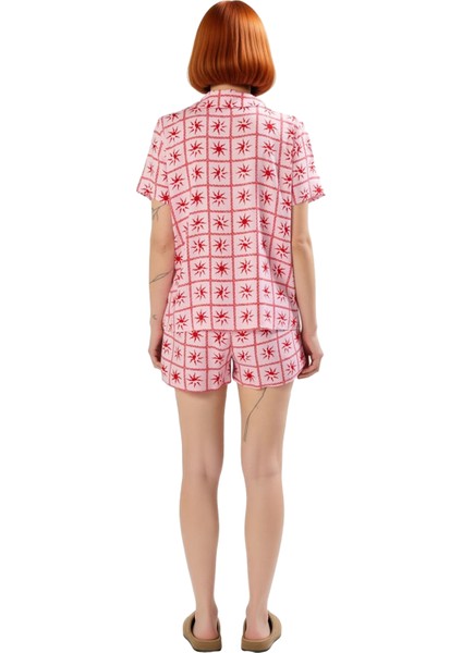 Kadın Güneş Desenli Viskon Pijama Takımı Gömlek Şort Fonksiyonel Dayanıklı Kaliteli Modern fırsatları