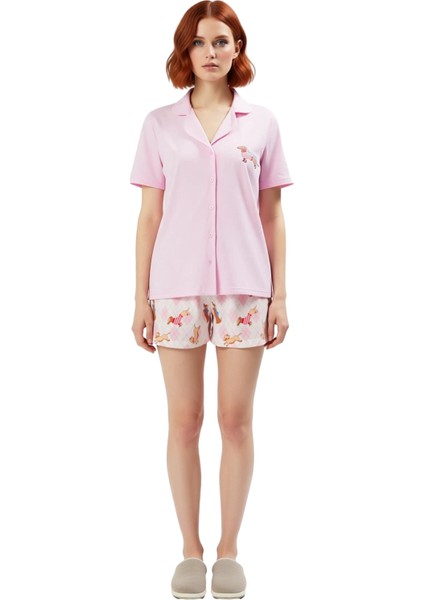 Kadın Köpek Desenli Pijama Takımı Gömlek ve Şort Fonksiyonel Dayanıklı Kaliteli Konforlu Şık modelleri